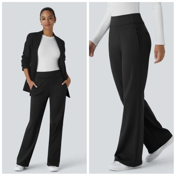 HALARA Pants - NWT Halara Flex Daystretch Mid Rise Side Zipper Pocket Flare Black Women's XL